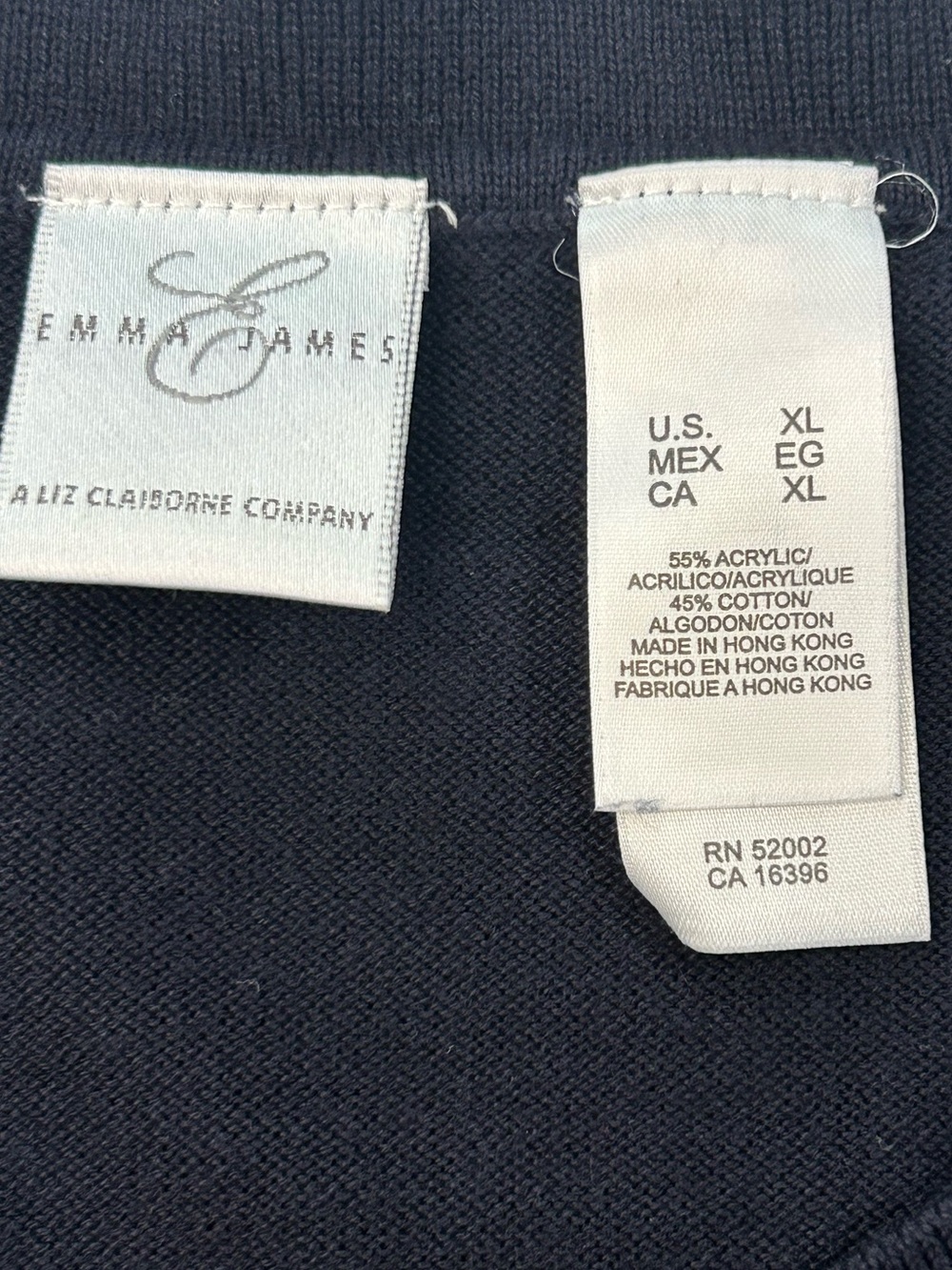 Vintage Emma James Black V-Neck Floral Appliqué Sweater XL EUC Y2K Grandma Boho - Picture 9 of 12